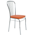 Scaun Arco - cadru cromat - imitatie piele portocaliu - 21895