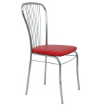 Scaun Arco - cadru cromat - imitatie piele rosu - 21900
