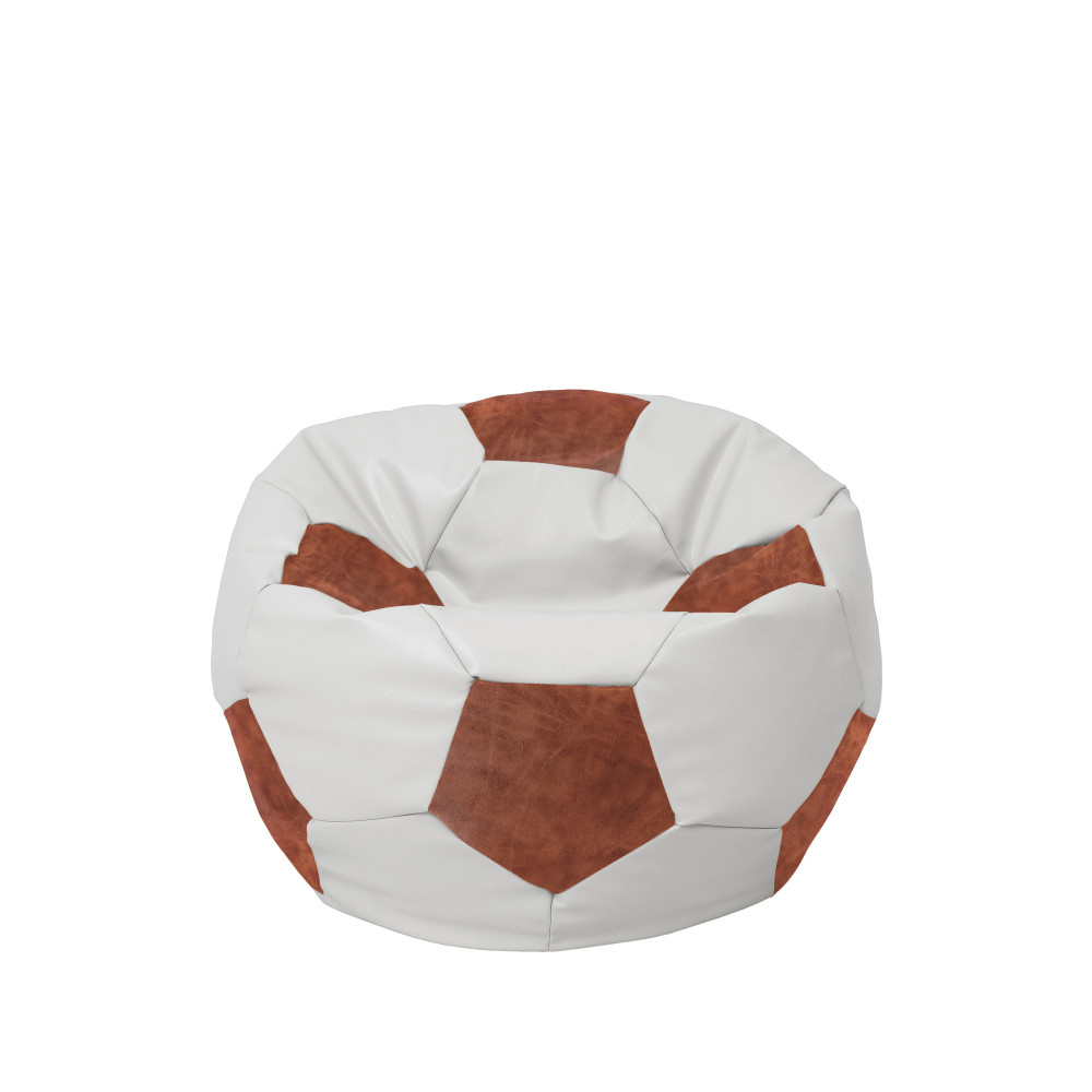 Fotoliu puf Baby Ball - imitatie piele - alb/coniac Fotoliu puf Baby Ball - imitatie piele - alb/coniac