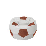 Fotoliu puf Baby Ball - imitatie piele - alb/coniac