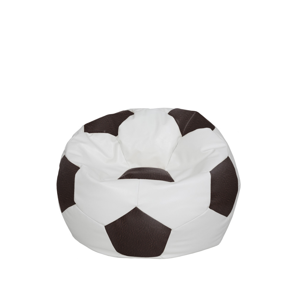 Fotoliu puf Baby Ball - imitatie piele - alb/maro