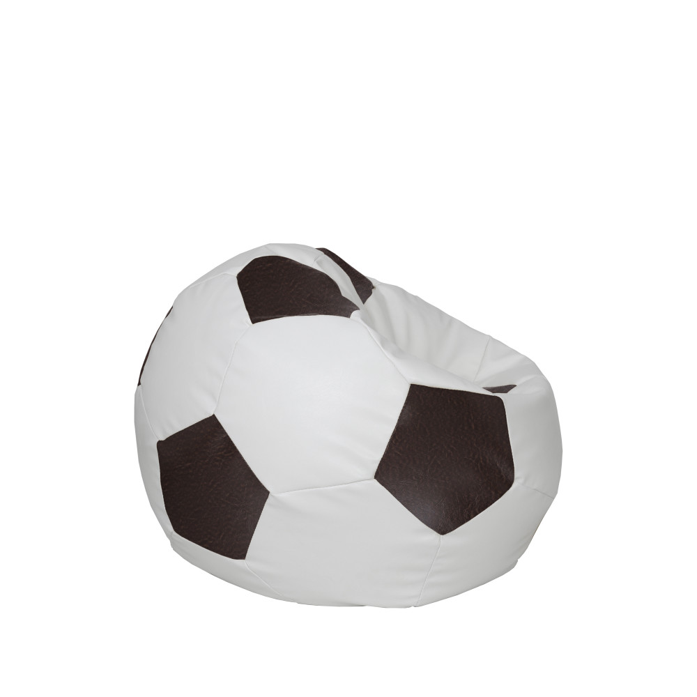 Fotoliu puf Baby Ball - imitatie piele - alb/maro