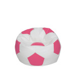 Fotoliu puf Baby Ball - imitatie piele - alb/roz