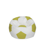 Fotoliu puf Baby Ball - imitatie piele - alb/verde