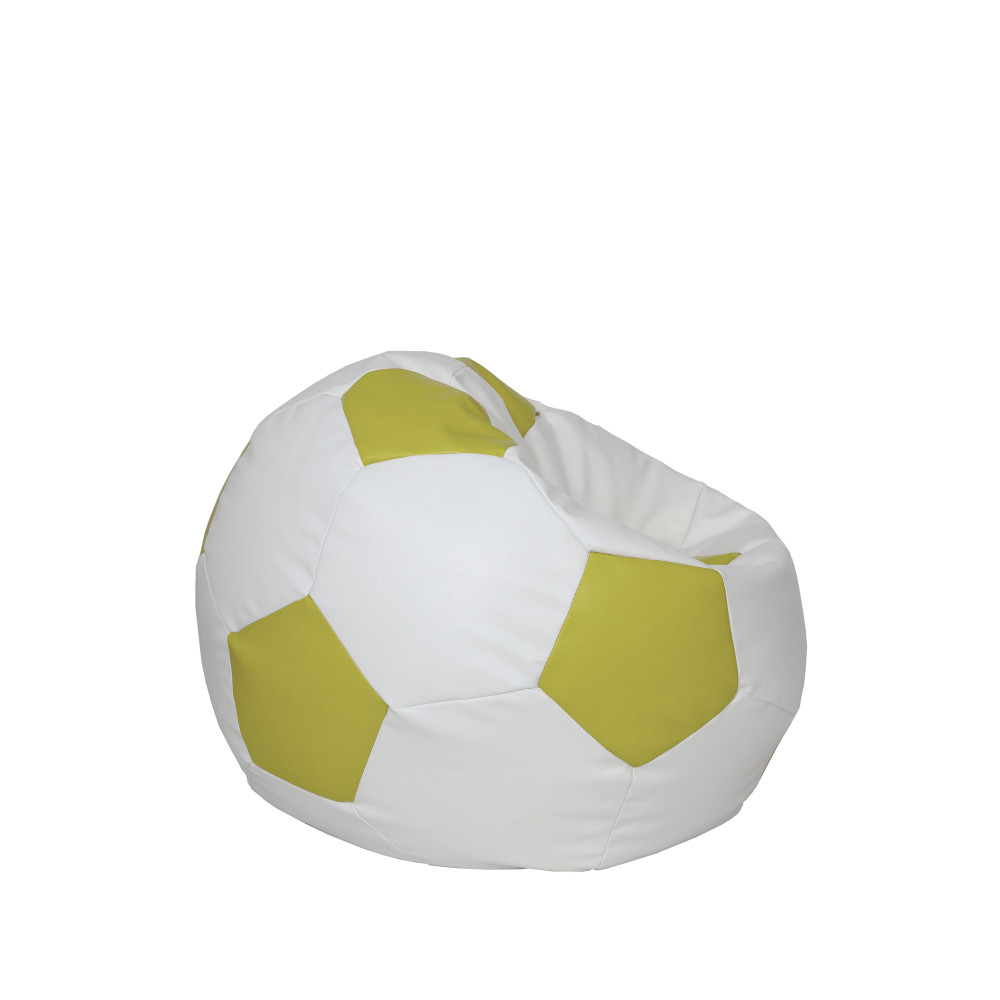 Fotoliu puf Baby Ball - imitatie piele - alb/verde