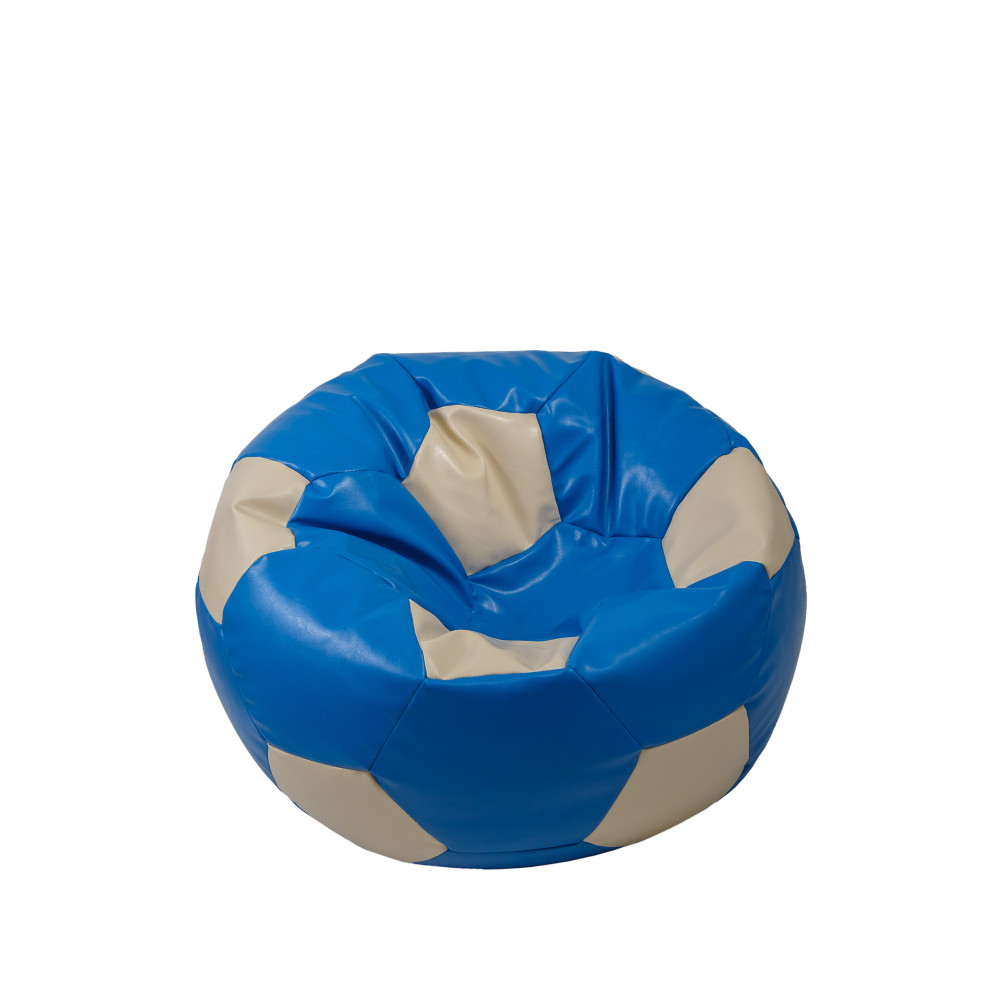 Fotoliu puf Baby Ball - imitatie piele - albastru/crem Fotoliu puf Baby Ball - imitatie piele - albastru/crem