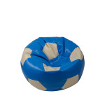 Fotoliu puf Baby Ball - imitatie piele - albastru/crem