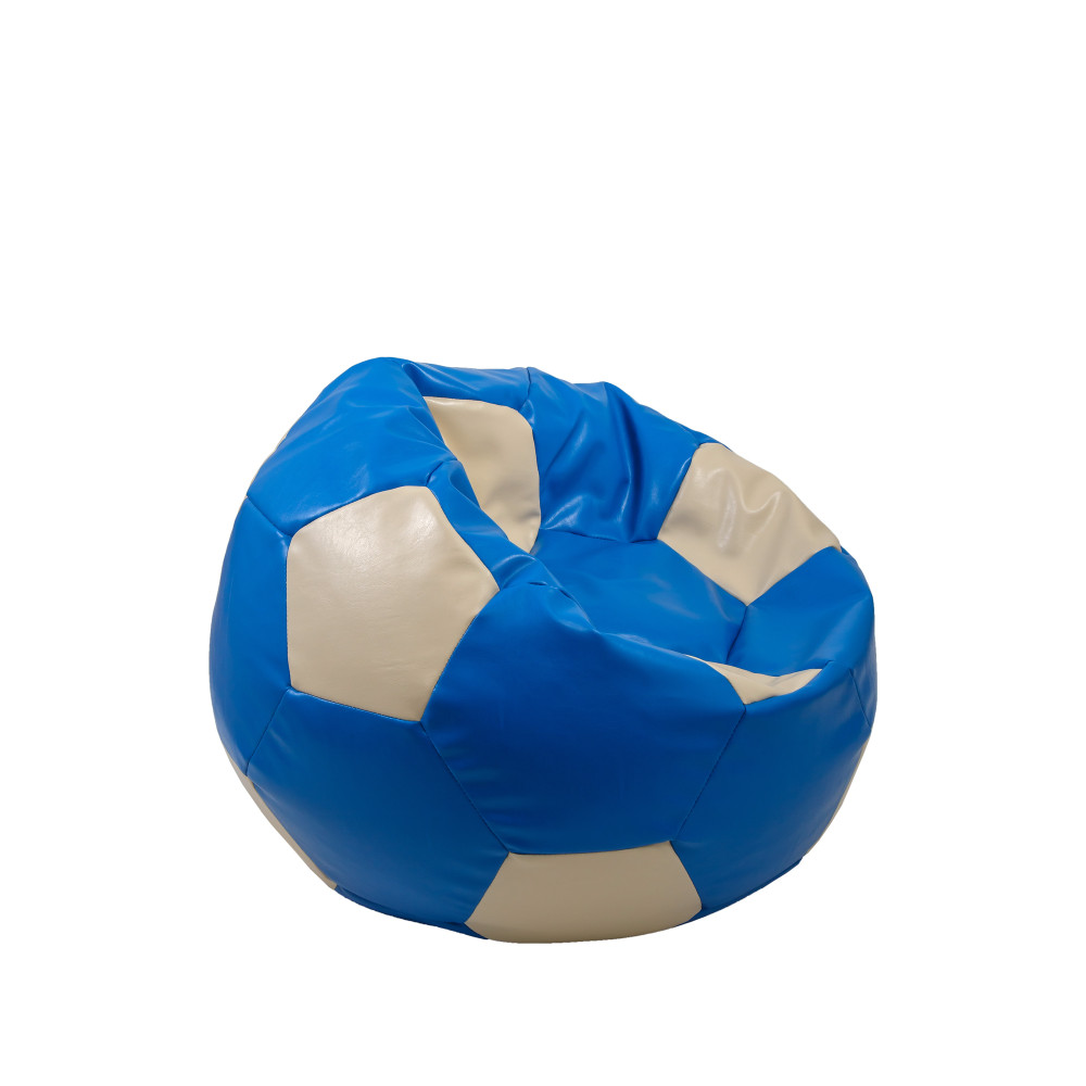 Fotoliu puf Baby Ball - imitatie piele - albastru/crem Fotoliu puf Baby Ball - imitatie piele - albastru/crem