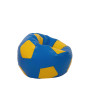 Fotoliu puf Baby Ball - imitatie piele - albastru/galben