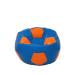 Fotoliu puf Baby Ball - imitatie piele - albastru/portocaliu