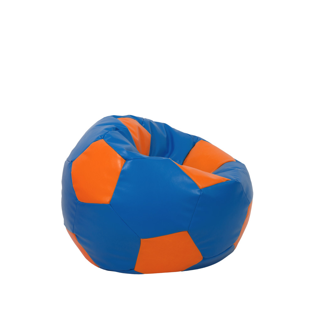 Fotoliu puf Baby Ball - imitatie piele - albastru/portocaliu Fotoliu puf Baby Ball - imitatie piele - albastru/portocaliu