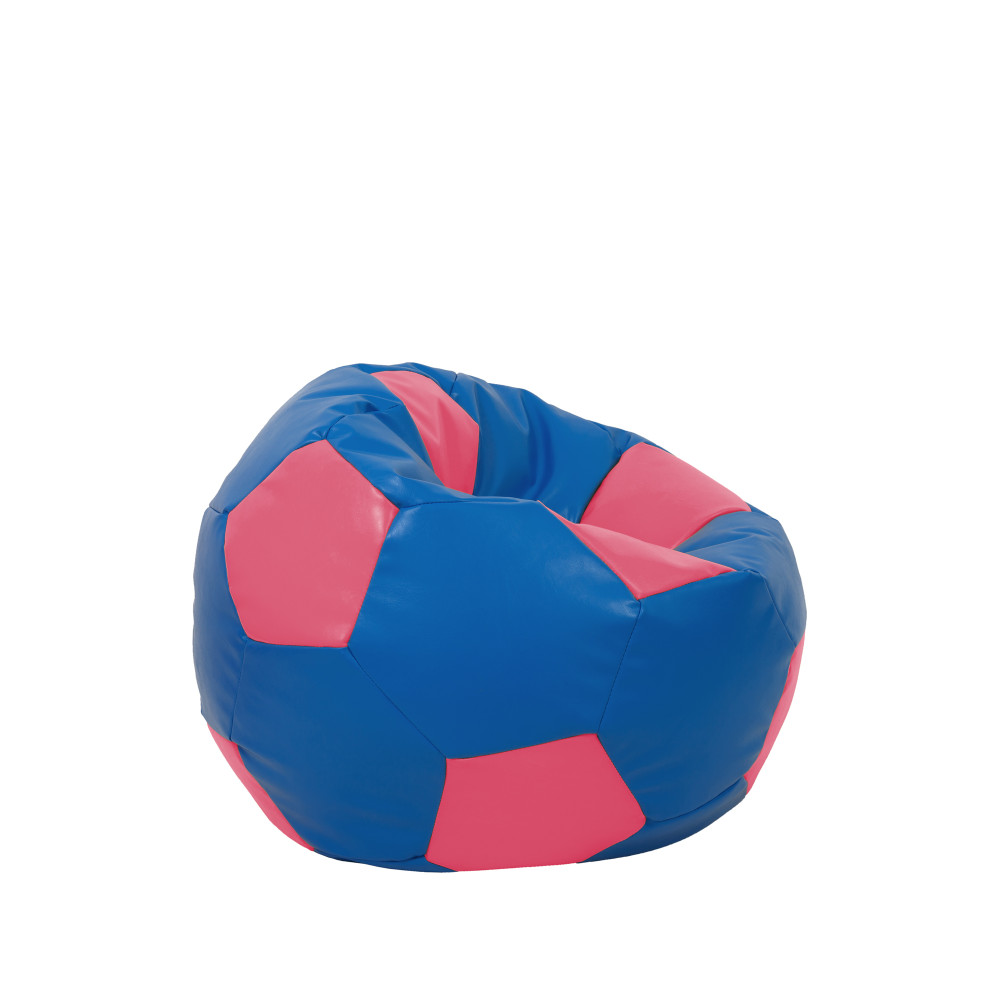 Fotoliu puf Baby Ball - imitatie piele - albastru/roz
