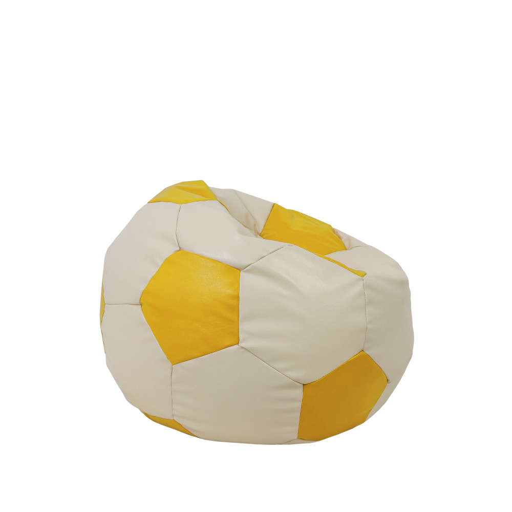 Fotoliu puf Baby Ball - imitatie piele - crem/galben Fotoliu puf Baby Ball - imitatie piele - crem/galben