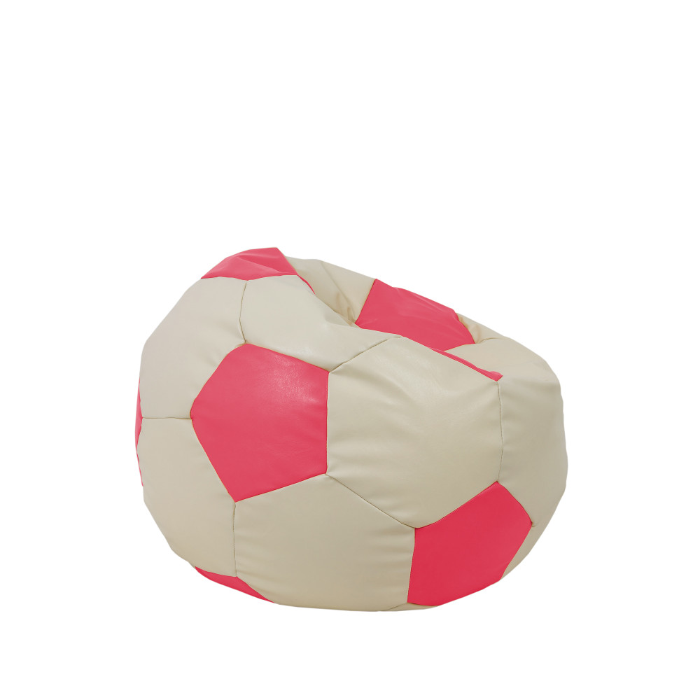 Fotoliu puf Baby Ball - imitatie piele - crem/roz Fotoliu puf Baby Ball - imitatie piele - crem/roz