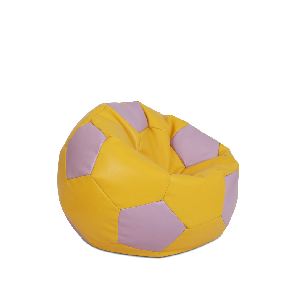 Fotoliu puf Baby Ball - imitatie piele - galben/mov Fotoliu puf Baby Ball - imitatie piele - galben/mov