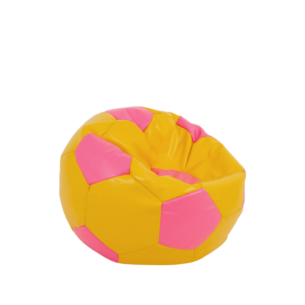 Fotoliu puf Baby Ball - imitatie piele - galben/roz Fotoliu puf Baby Ball - imitatie piele - galben/roz