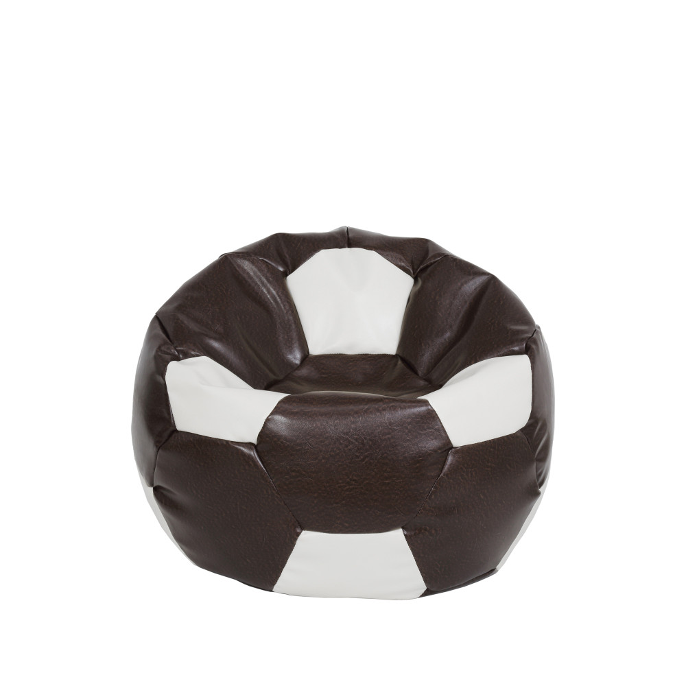 Fotoliu puf Baby Ball - imitatie piele - maro/alb Fotoliu puf Baby Ball - imitatie piele - maro/alb