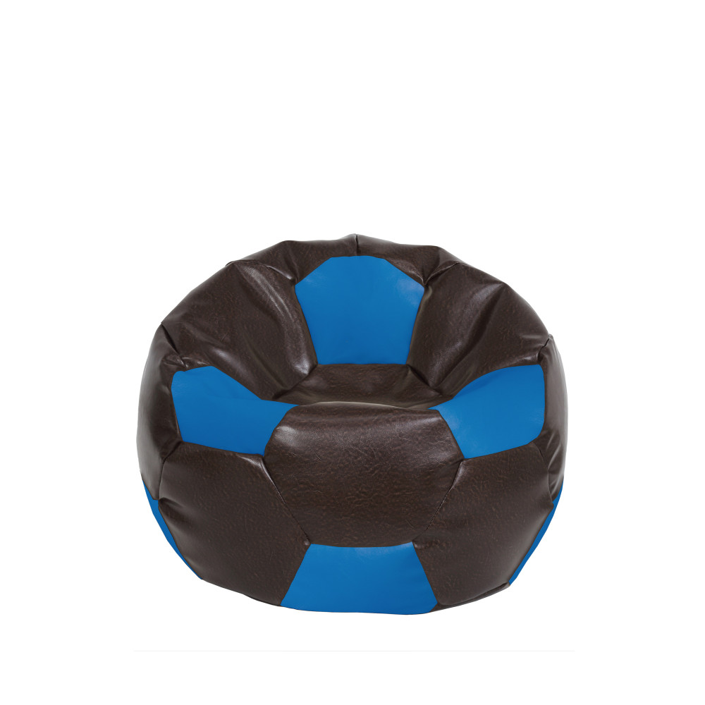 Fotoliu puf Baby Ball - imitatie piele - maro/albastru Fotoliu puf Baby Ball - imitatie piele - maro/albastru