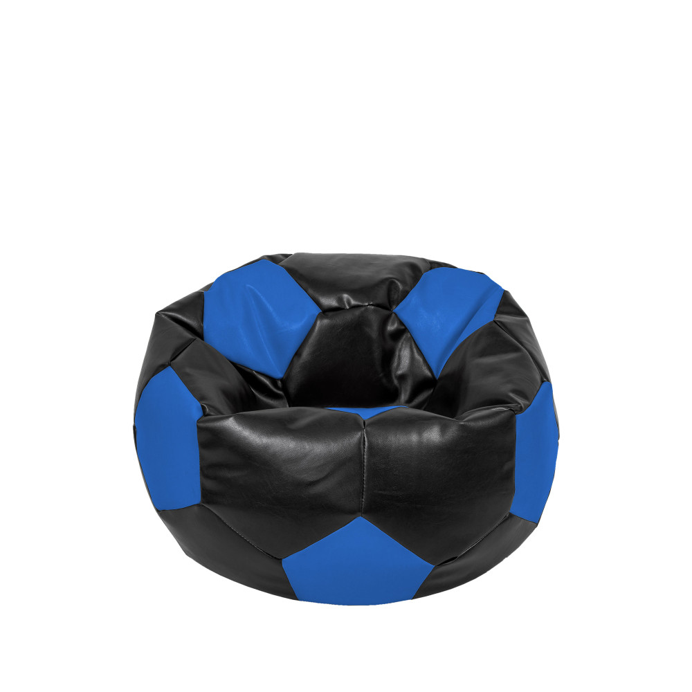 Fotoliu puf Baby Ball - imitatie piele - negru/albastru Fotoliu puf Baby Ball - imitatie piele - negru/albastru