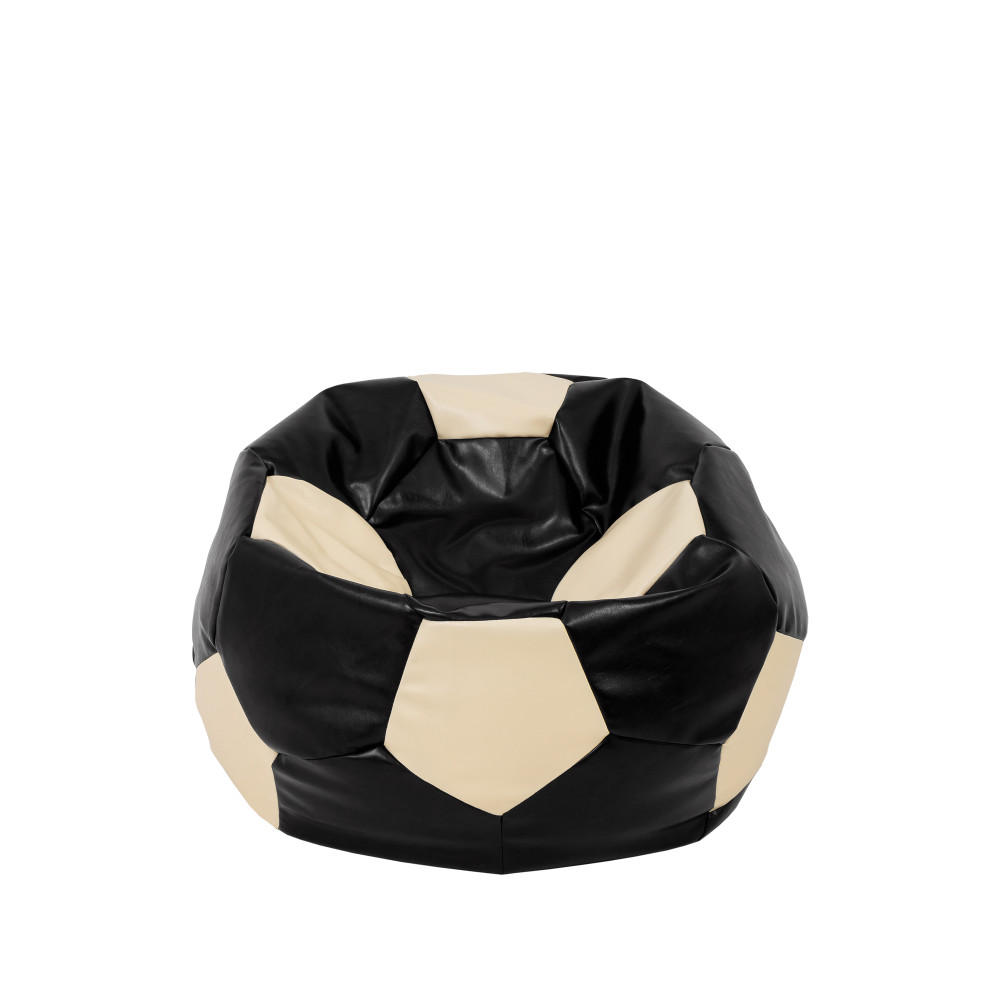 Fotoliu puf Baby Ball - imitatie piele - negru/crem Fotoliu puf Baby Ball - imitatie piele - negru/crem