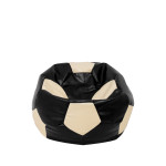 Fotoliu puf Baby Ball - imitatie piele - negru/crem