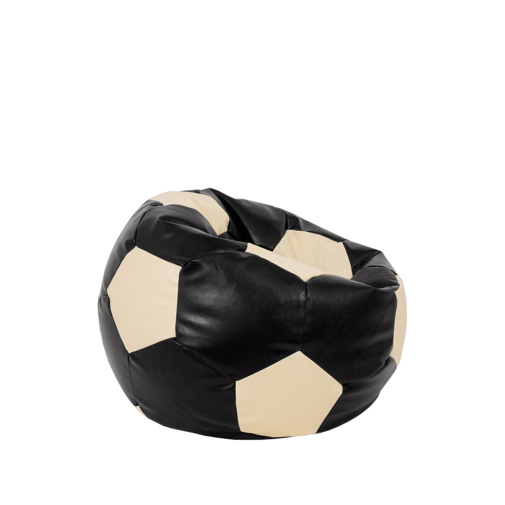 Fotoliu puf Baby Ball - imitatie piele - negru/crem Fotoliu puf Baby Ball - imitatie piele - negru/crem