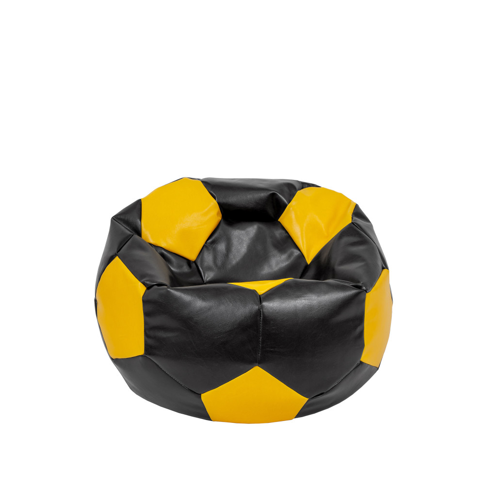 Fotoliu puf Baby Ball - imitatie piele - negru/galben Fotoliu puf Baby Ball - imitatie piele - negru/galben