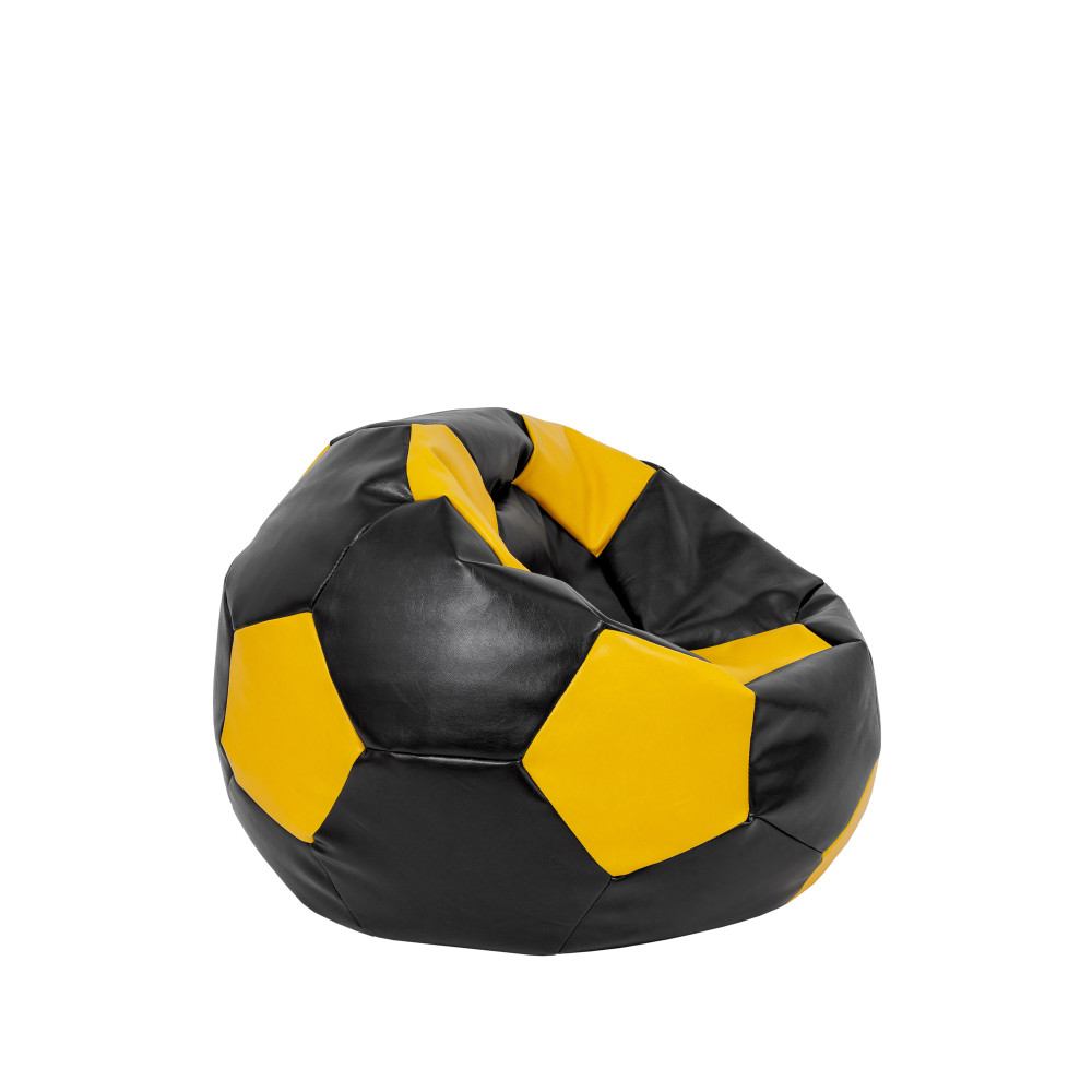 Fotoliu puf Baby Ball - imitatie piele - negru/galben Fotoliu puf Baby Ball - imitatie piele - negru/galben