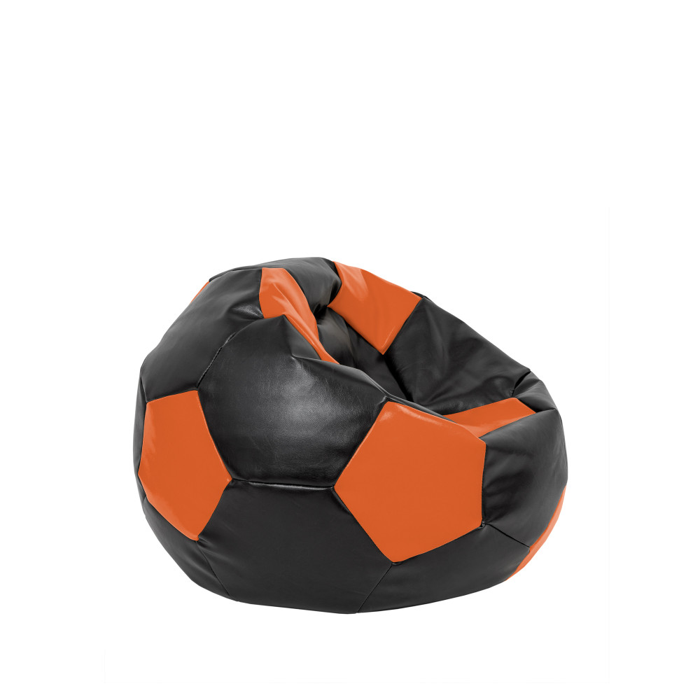 Fotoliu puf Baby Ball - imitatie piele - negru/portocaliu Fotoliu puf Baby Ball - imitatie piele - negru/portocaliu