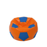 Fotoliu puf Baby Ball - imitatie piele - portocaliu/albastru