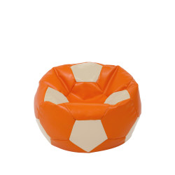 Fotoliu puf Baby Ball - imitatie piele - portocaliu/crem Fotoliu puf Baby Ball - imitatie piele - portocaliu/crem