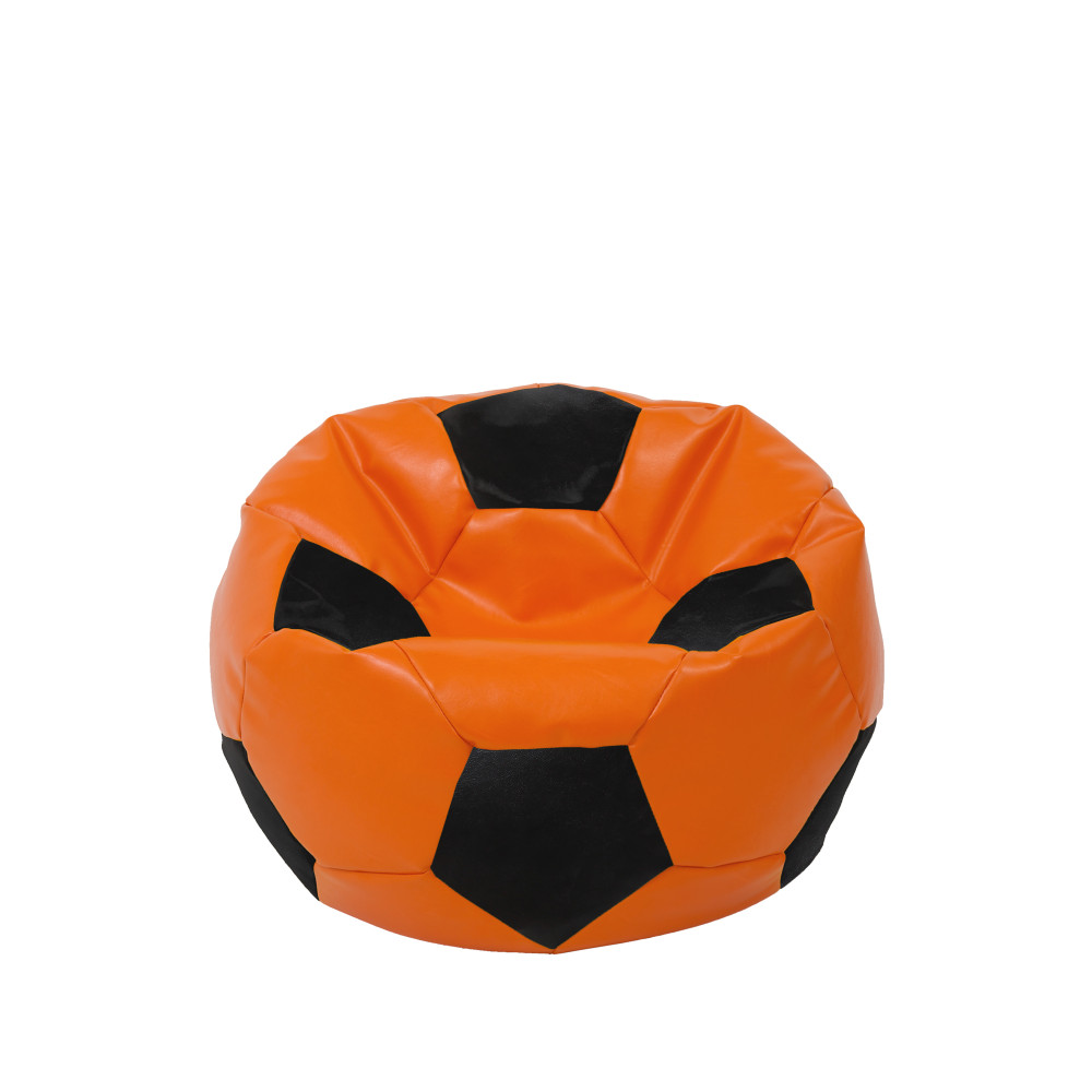 Fotoliu puf Baby Ball - imitatie piele - portocaliu/negru Fotoliu puf Baby Ball - imitatie piele - portocaliu/negru