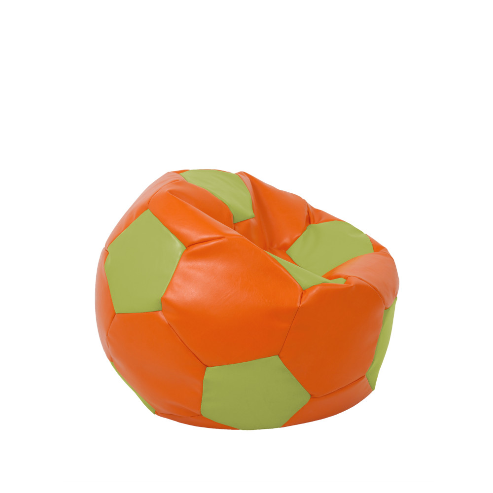 Fotoliu puf Baby Ball - imitatie piele - portocaliu/verde Fotoliu puf Baby Ball - imitatie piele - portocaliu/verde