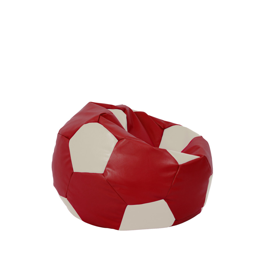 Fotoliu puf Baby Ball - imitatie piele - rosu/crem Fotoliu puf Baby Ball - imitatie piele - rosu/crem