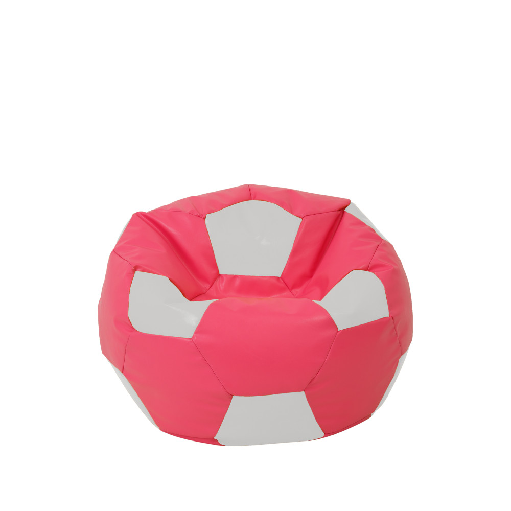 Fotoliu puf Baby Ball - imitatie piele - roz/alb Fotoliu puf Baby Ball - imitatie piele - roz/alb