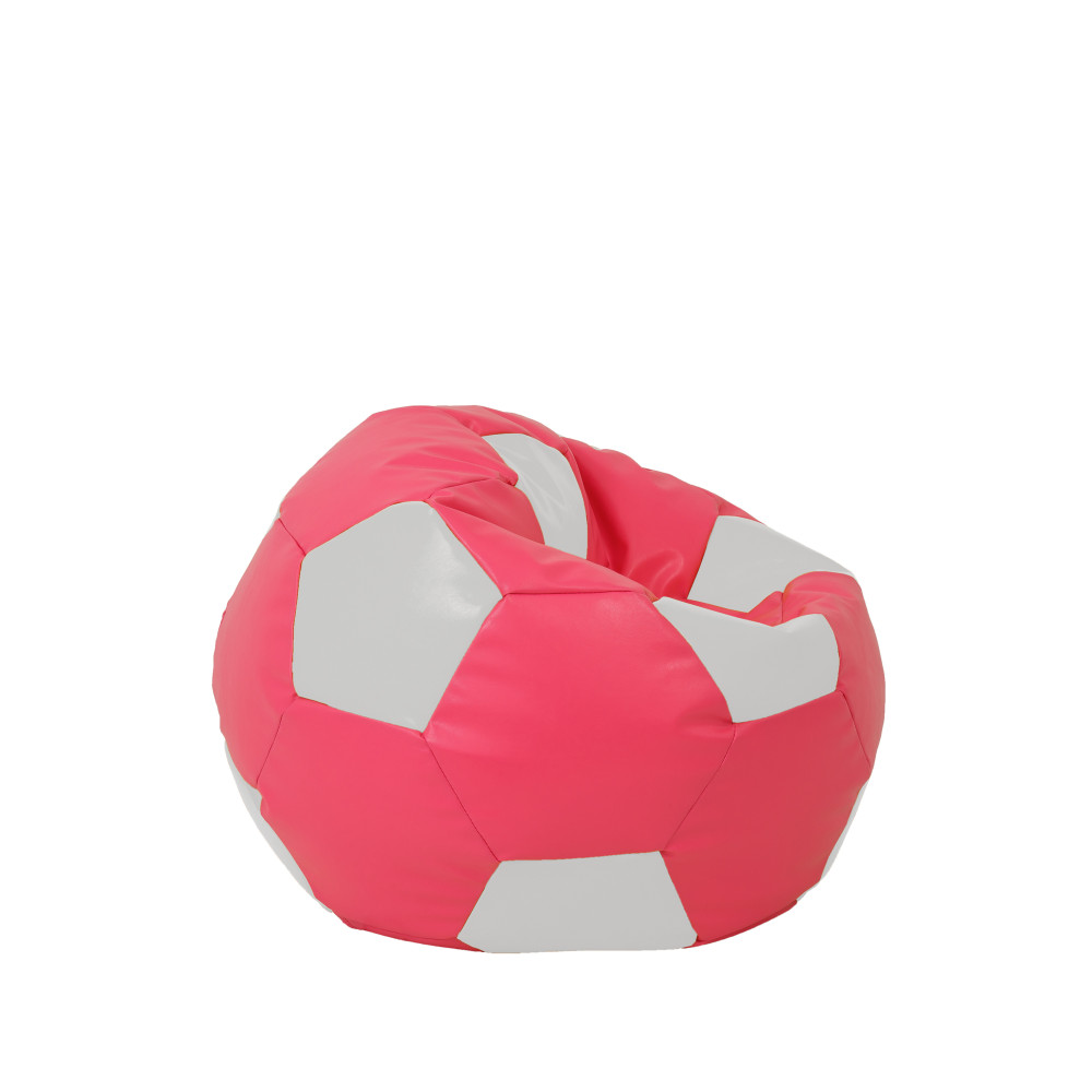 Fotoliu puf Baby Ball - imitatie piele - roz/alb Fotoliu puf Baby Ball - imitatie piele - roz/alb