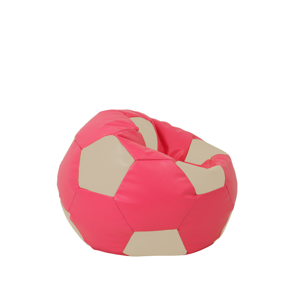 Fotoliu puf Baby Ball - imitatie piele - roz/crem Fotoliu puf Baby Ball - imitatie piele - roz/crem