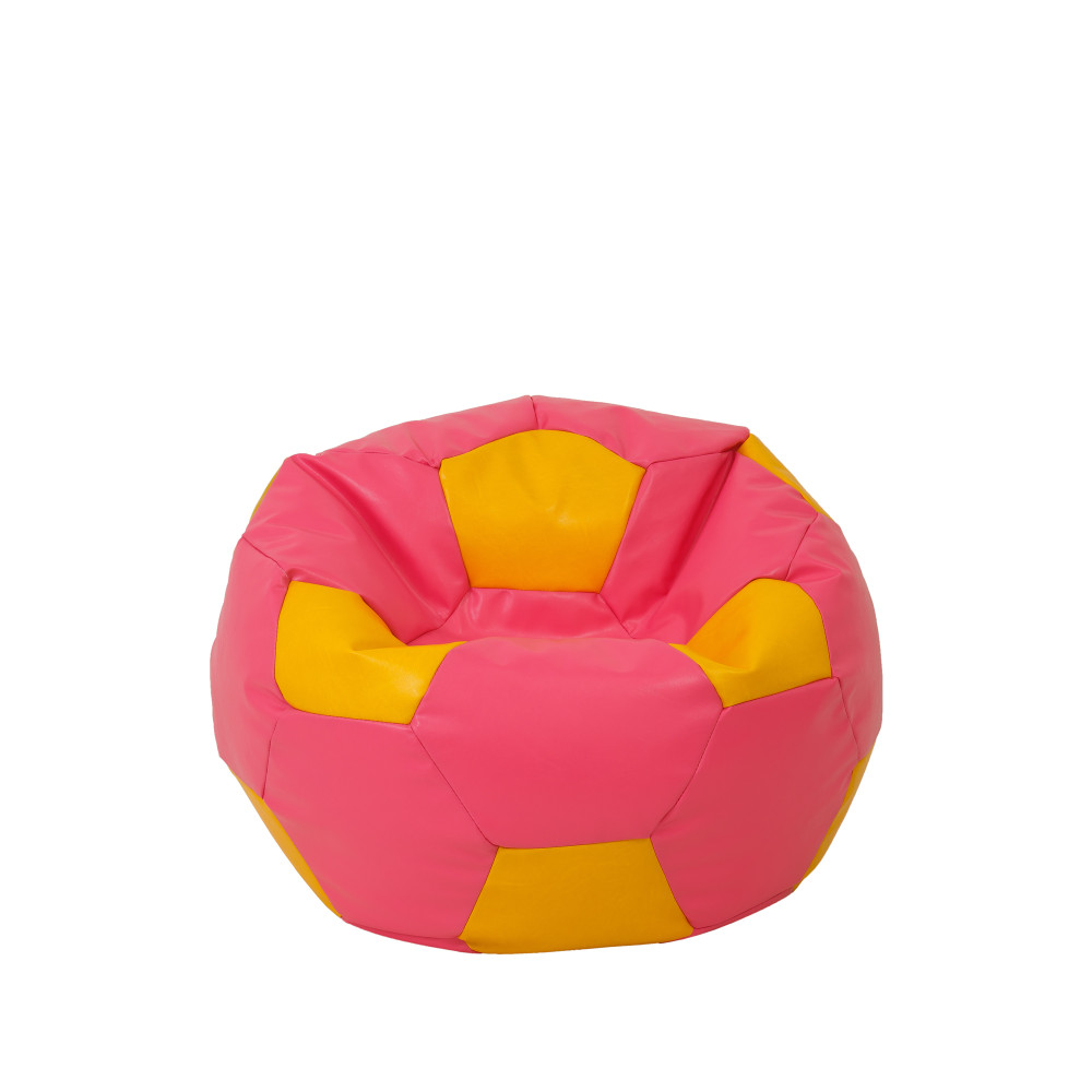 Fotoliu puf Baby Ball - imitatie piele - roz/galben Fotoliu puf Baby Ball - imitatie piele - roz/galben