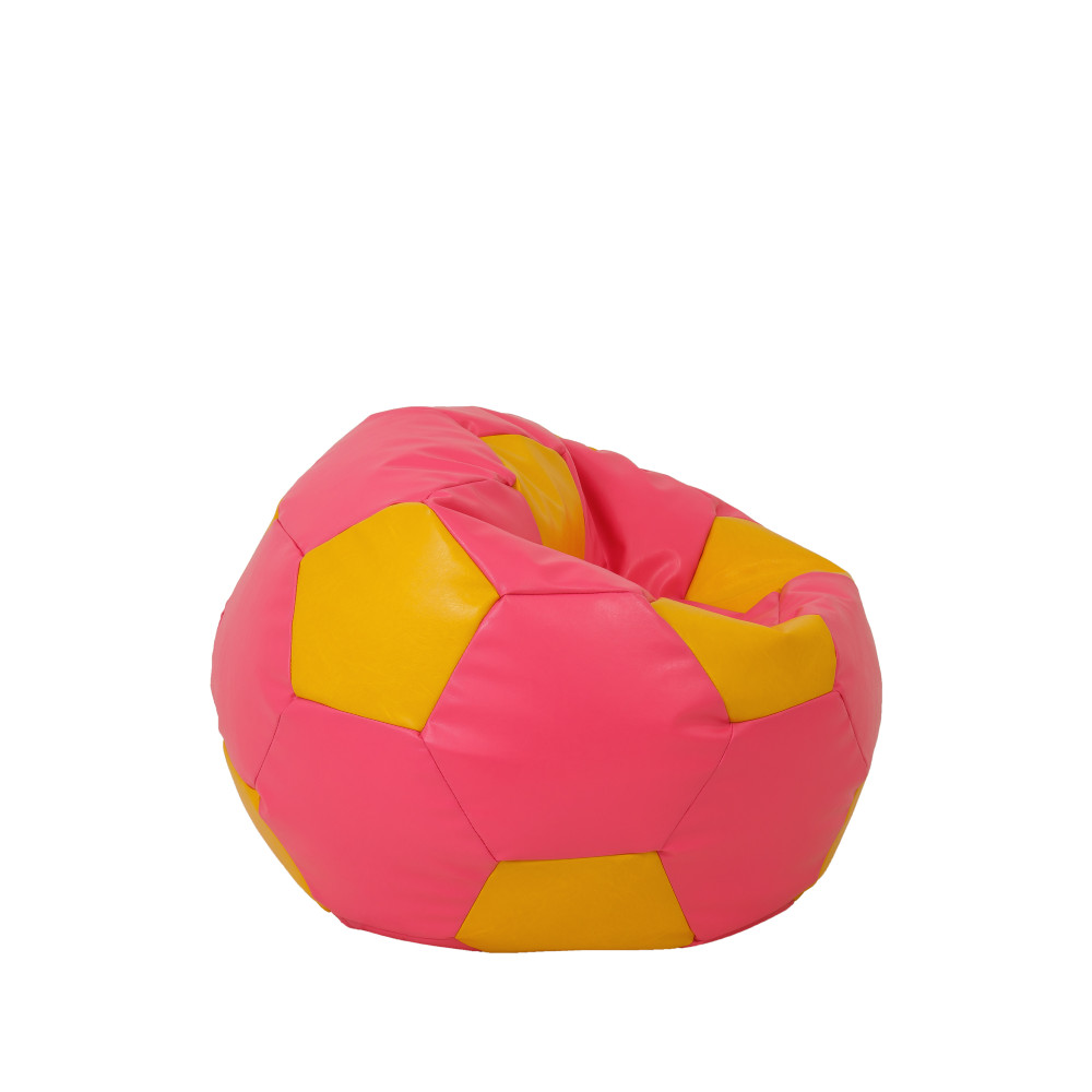 Fotoliu puf Baby Ball - imitatie piele - roz/galben Fotoliu puf Baby Ball - imitatie piele - roz/galben