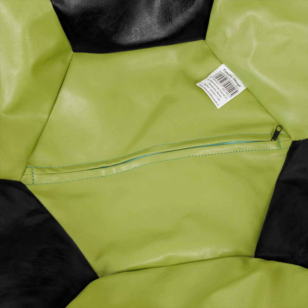 Fotoliu puf Baby Ball - imitatie piele - verde/negru Fotoliu puf Baby Ball - imitatie piele - verde/negru