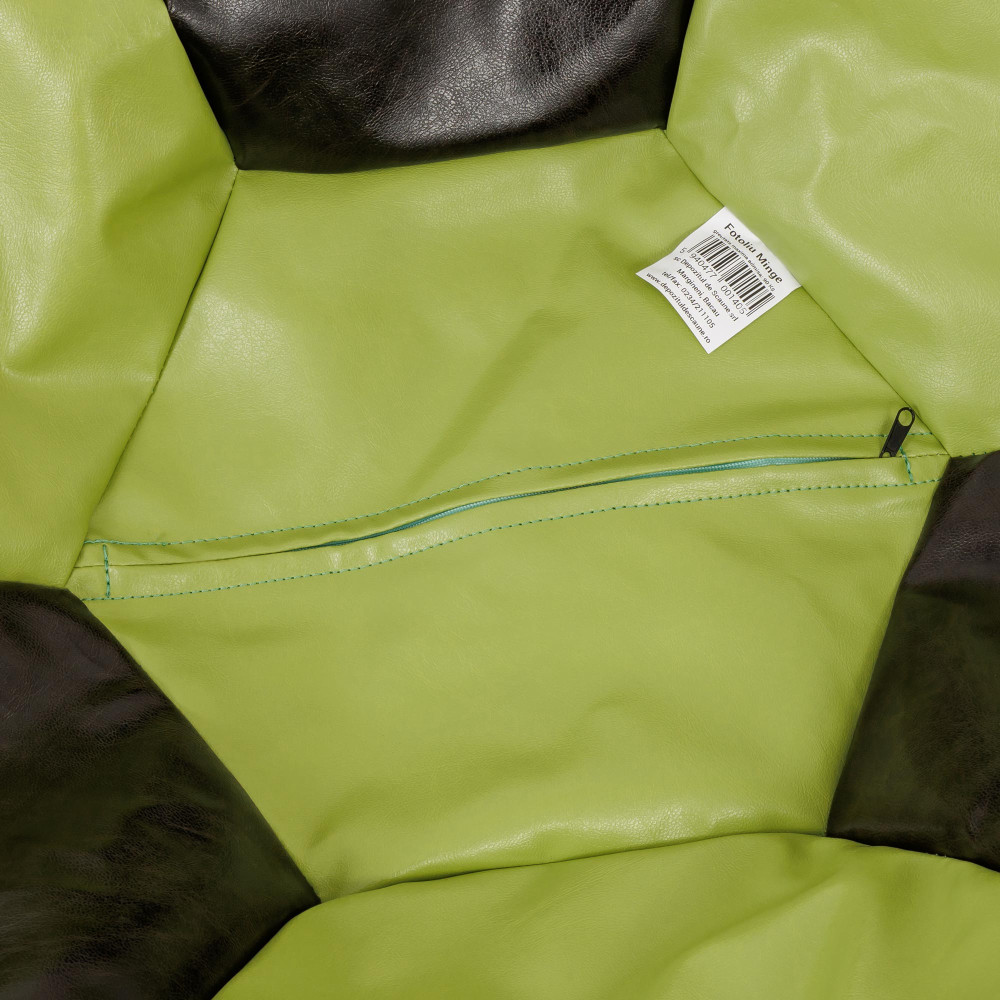 Fotoliu puf Baby Ball - imitatie piele - verde/wenge Fotoliu puf Baby Ball - imitatie piele - verde/wenge
