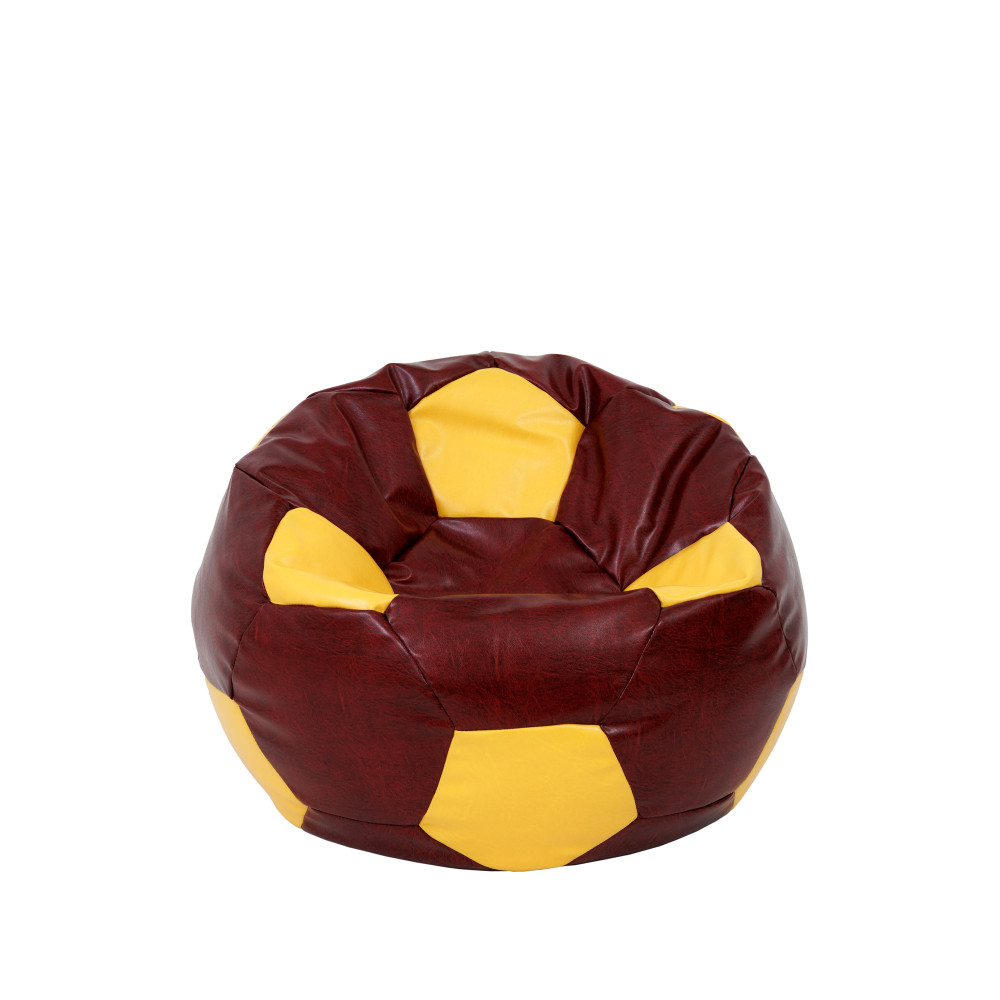 Fotoliu puf Baby Ball - imitatie piele - bordo/galben Fotoliu puf Baby Ball - imitatie piele - bordo/galben