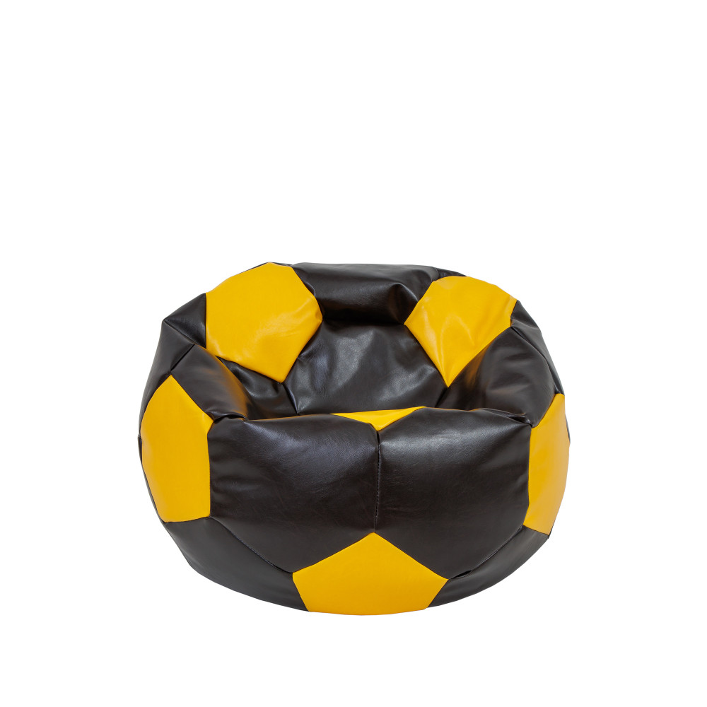 Fotoliu puf Baby Ball - imitatie piele - wenge/galben Fotoliu puf Baby Ball - imitatie piele - wenge/galben