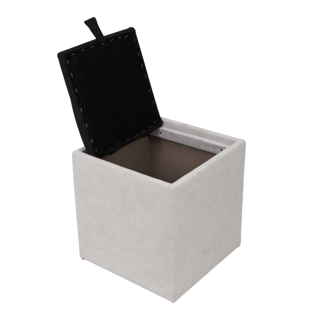Taburet Box - stofa K08/K06 - crem/negru Taburet Box - stofa K08/K06 - crem/negru