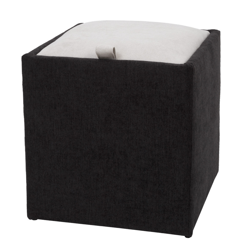 Taburet Box - stofa K06/K08 - negru/crem
