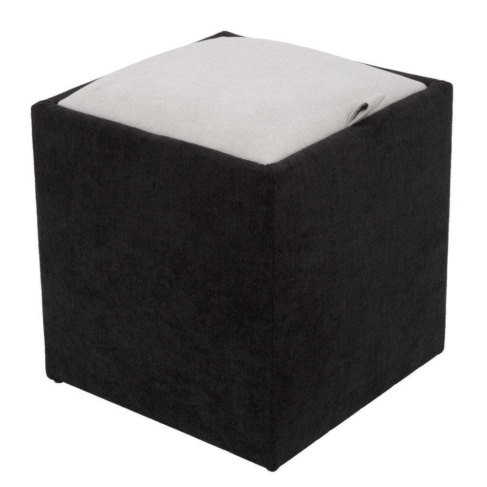 Taburet Box - stofa K06/K08 - negru/crem