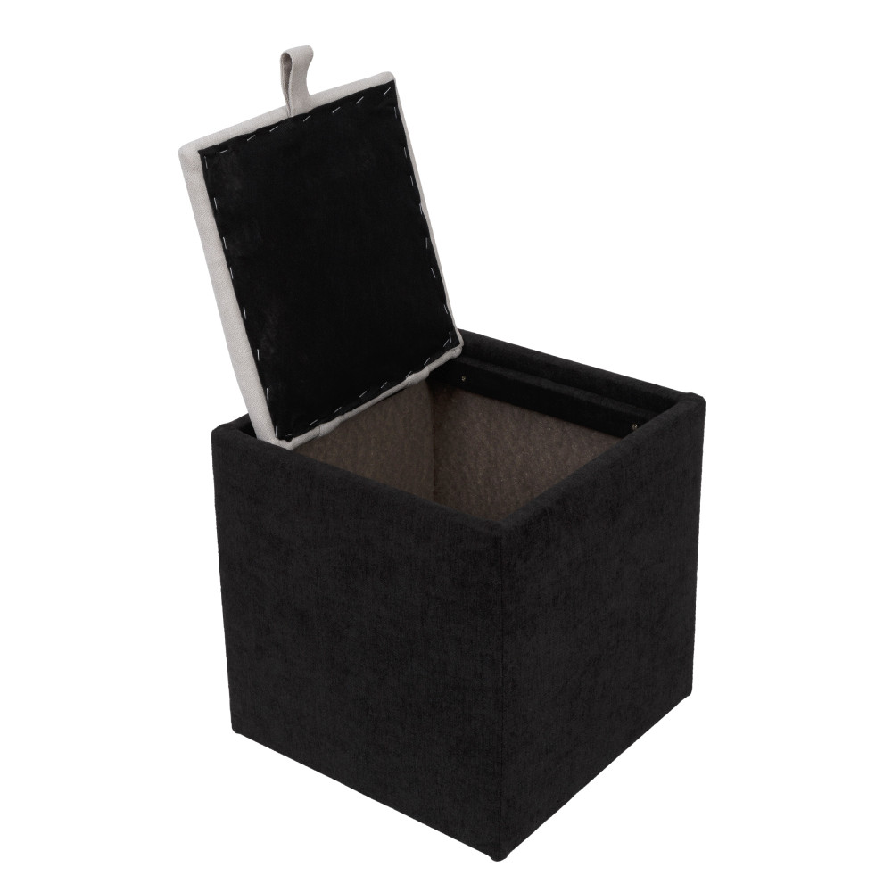 Taburet Box - stofa K06/K08 - negru/crem