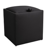 Taburet Box - imitatie piele - POLY - negru