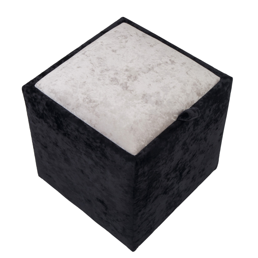 Taburet Box - stofa E01/E04 - negru/crem Taburet Box - stofa E01/E04 - negru/crem