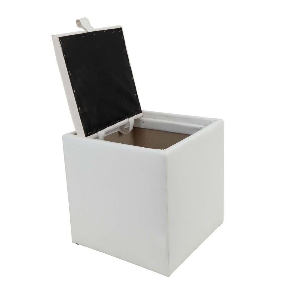 Taburet Box - imitatie piele alb - 21894 Taburet Box - imitatie piele alb - 21894